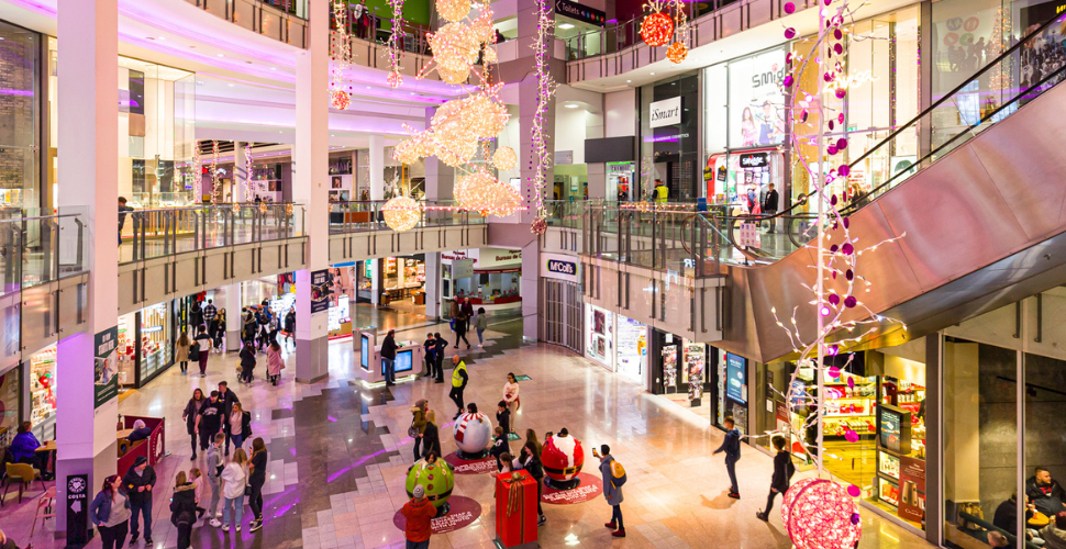 A picture of Drake Circus Shopping Centre in Plymouth at Christmas